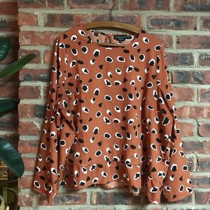 Orange Geometric Animal Print Blouse